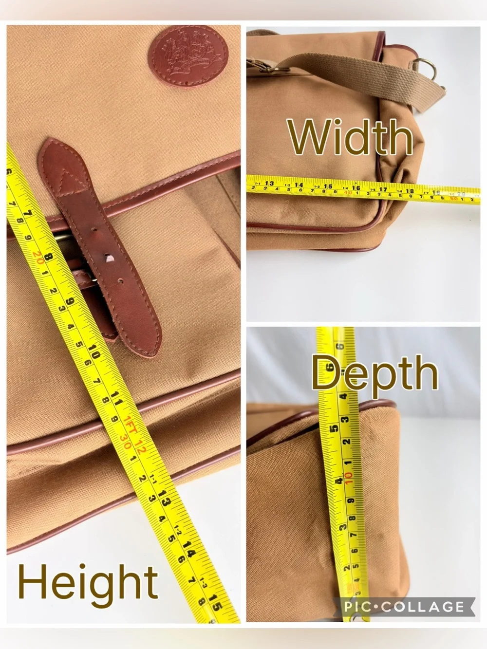 Messenger Safari Bag Tan Canvas Brown Leatherette Straps